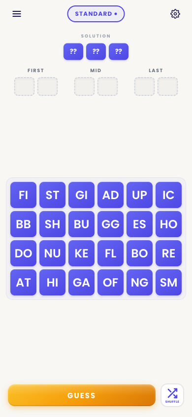 Pairdle game board