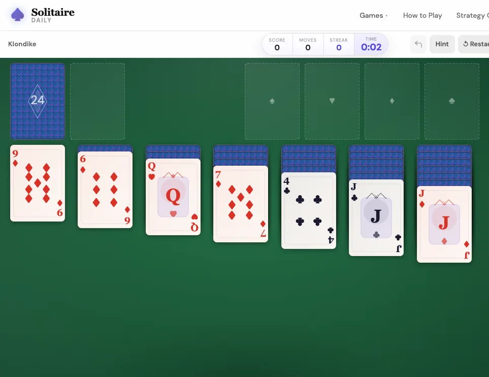 SolitaireDaily Klondike board